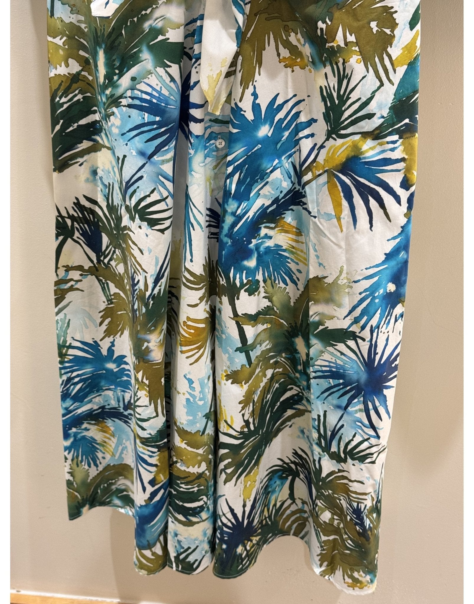 Young Ideas/Henmores - Dralla Watercolour Palms 3/4 Sleeve Midi Dress - 340 Watercolour Palms - 8