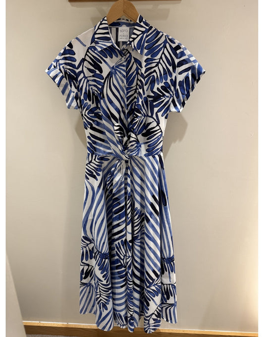Young Ideas/Henmores - Drareen Deco Stripes Short Sleeve Long Dress - 740 Blue Stripe - 8