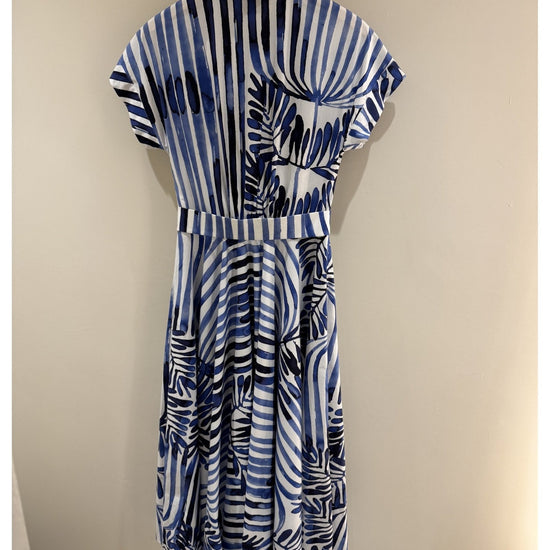 Young Ideas/Henmores - Drareen Deco Stripes Short Sleeve Long Dress - 740 Blue Stripe - 8