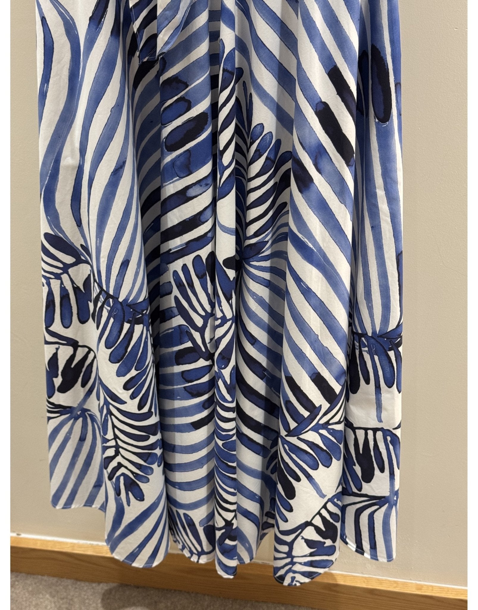 Young Ideas/Henmores - Drareen Deco Stripes Short Sleeve Long Dress - 740 Blue Stripe - 8