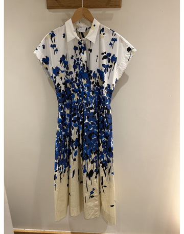 Young Ideas/Henmores - Etrelle Blue Garden Short Sleeve Midi Dress - 214 Blue Garden - 8