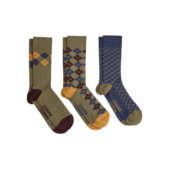 Young Ideas/Henmores - Bamboo Sock (Box Of 3) - 0079 Mustard Argyle - 7 - 11