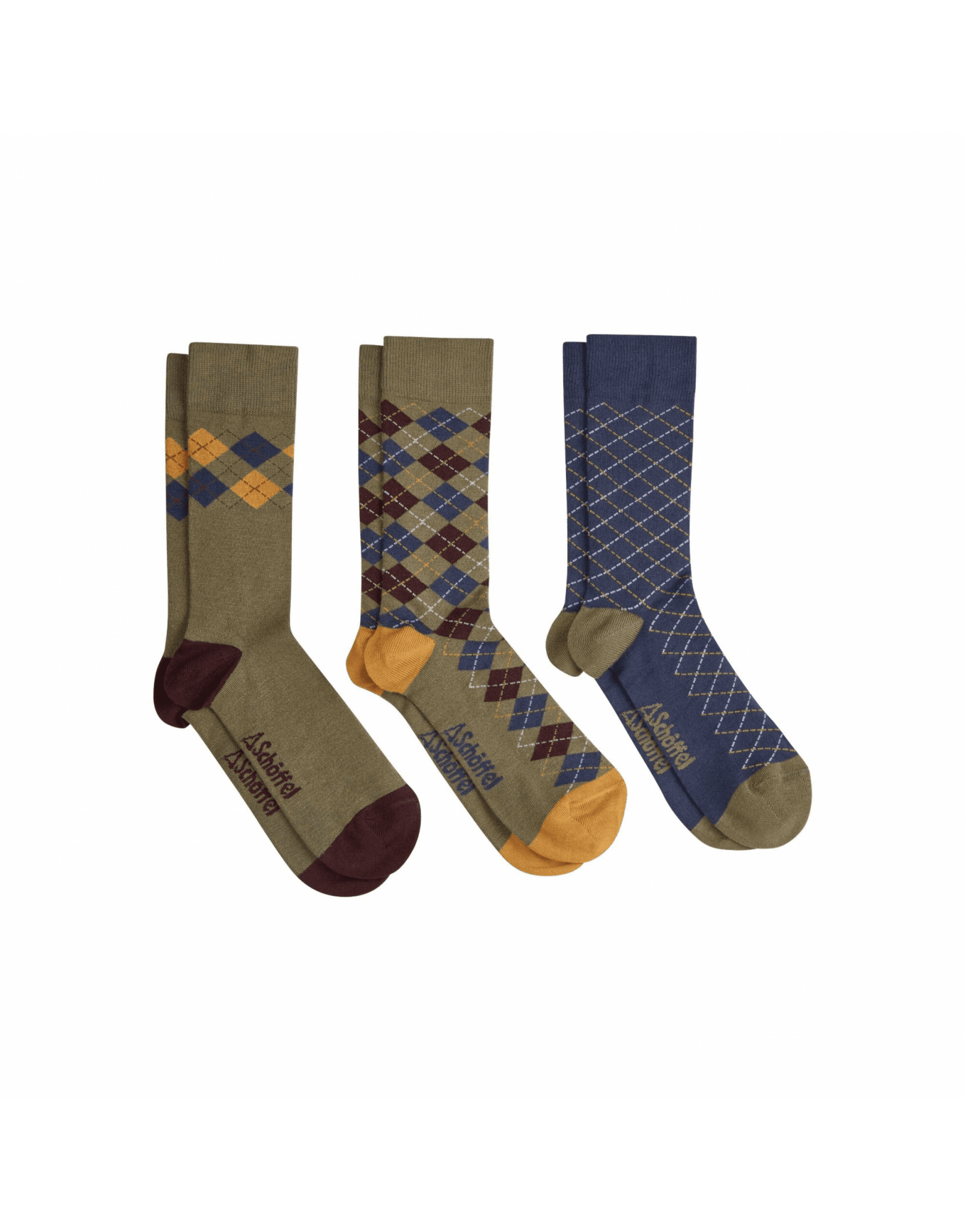 Young Ideas/Henmores - Bamboo Sock (Box Of 3) - 0079 Mustard Argyle - 7 - 11