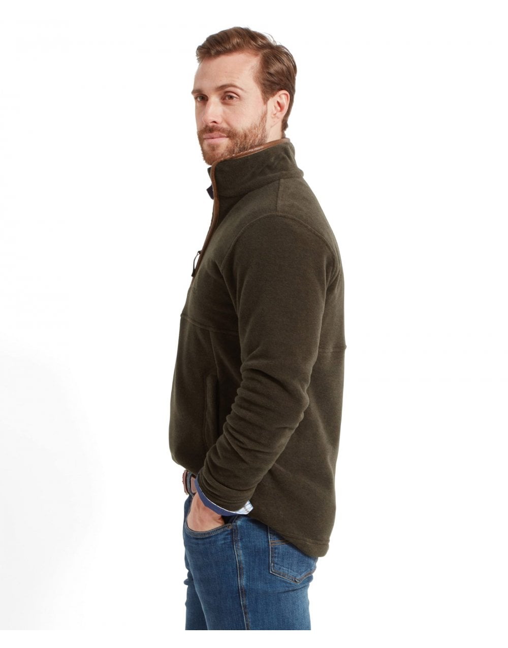 Young Ideas/Henmores - Berkeley 1/4 zip Fleece - 6990 Dark Olive - 38