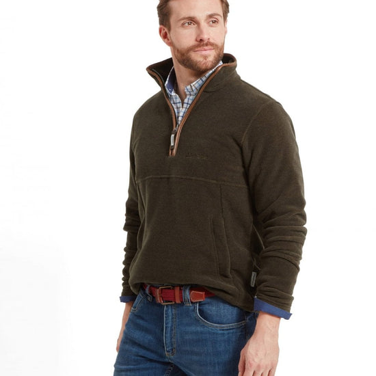 Young Ideas/Henmores - Berkeley 1/4 zip Fleece - 6990 Dark Olive - 38