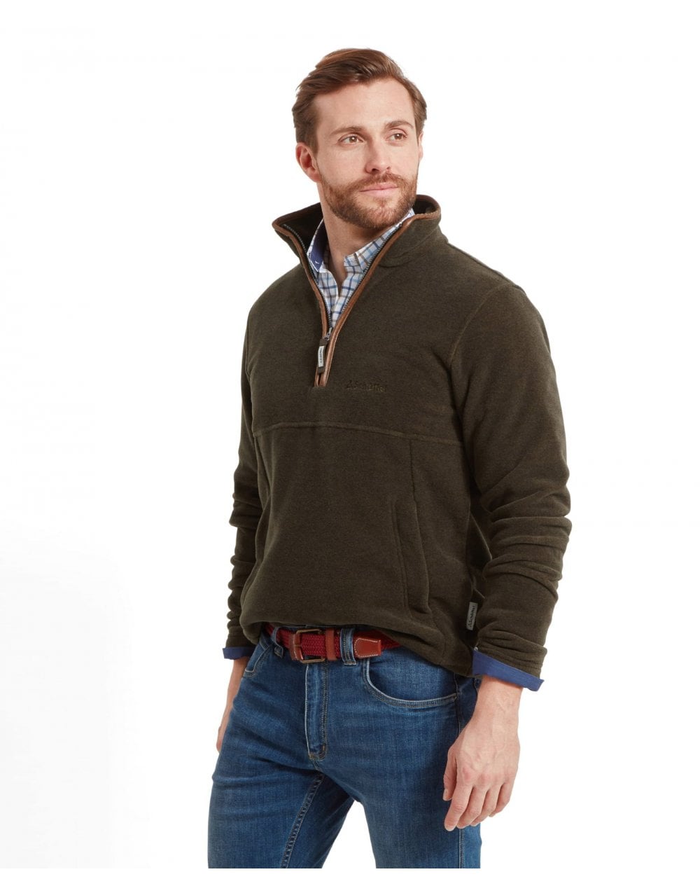 Young Ideas/Henmores - Berkeley 1/4 zip Fleece - 6990 Dark Olive - 38