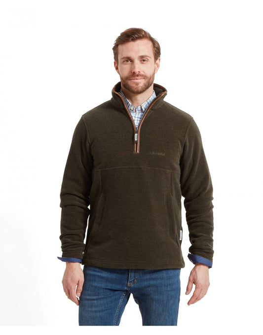 Young Ideas/Henmores - Berkeley 1/4 zip Fleece - 6990 Dark Olive - 38