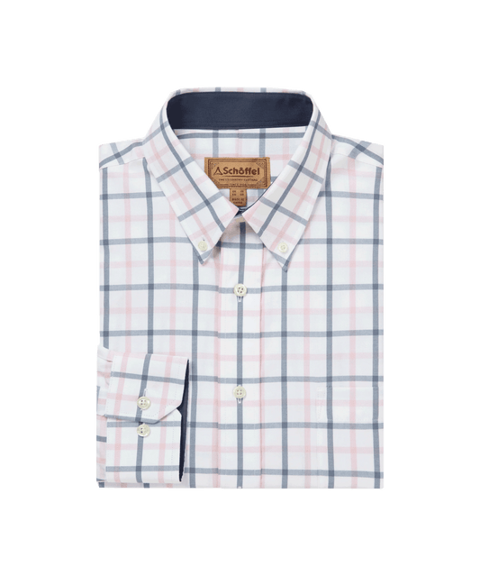 Young Ideas & Henmores -Brancaster Classic Shirt -8522 Stone Blue Check -15.5