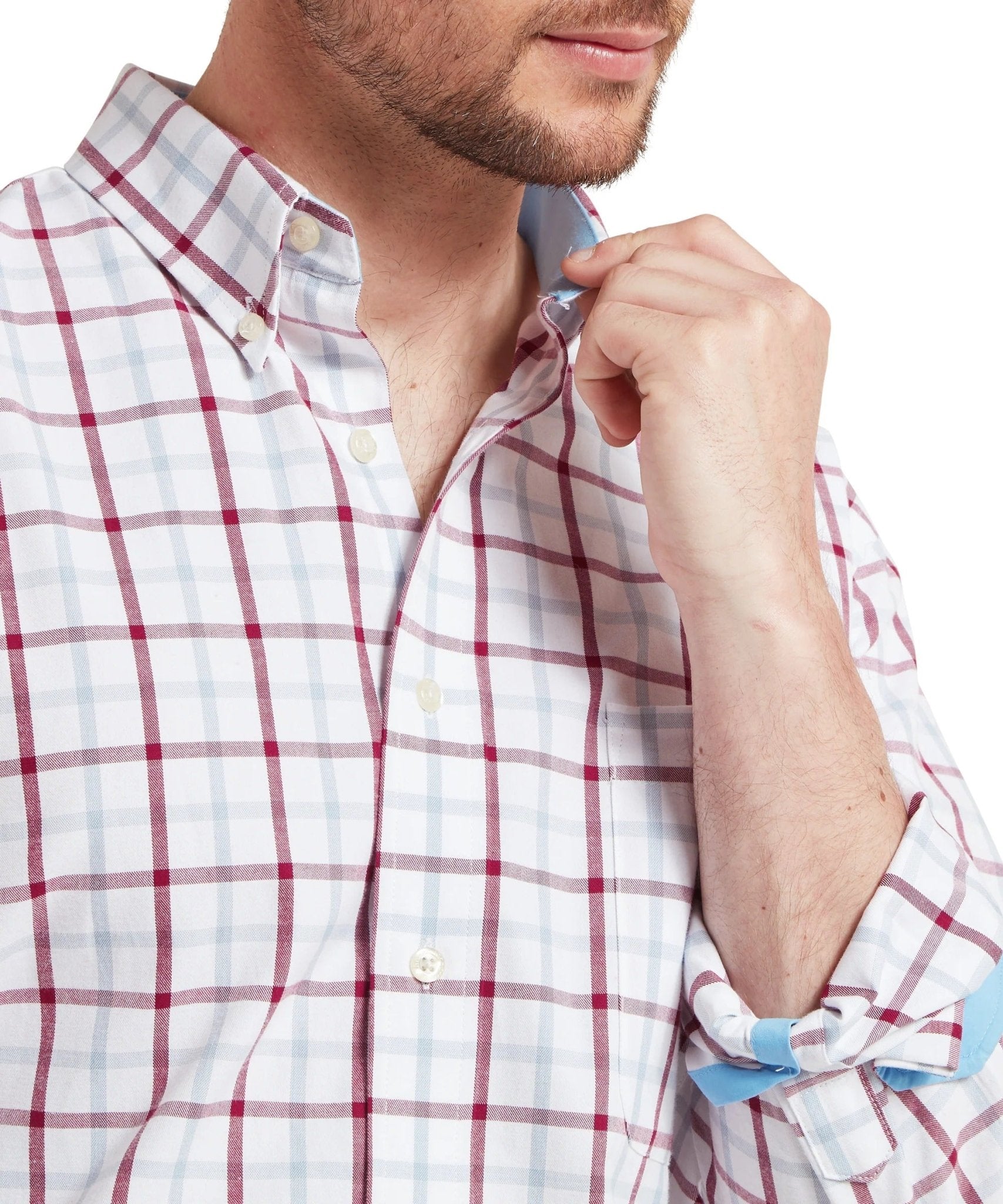 Young Ideas & Henmores -Brancaster Classic Shirt -8764 Mountain Blue Check -15.5