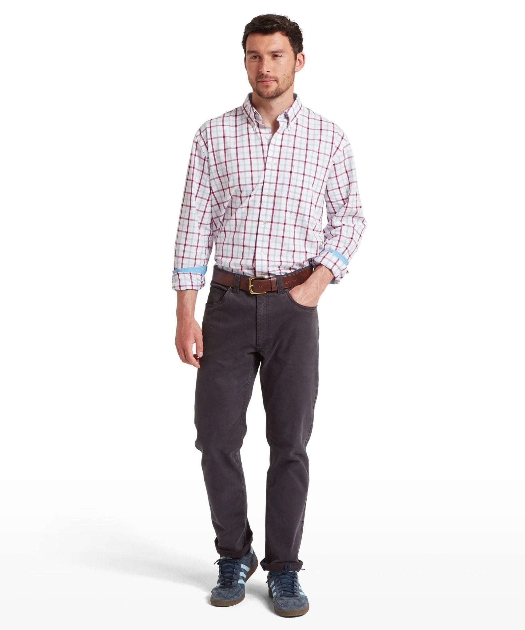 Young Ideas & Henmores -Brancaster Classic Shirt -8764 Mountain Blue Check -15.5