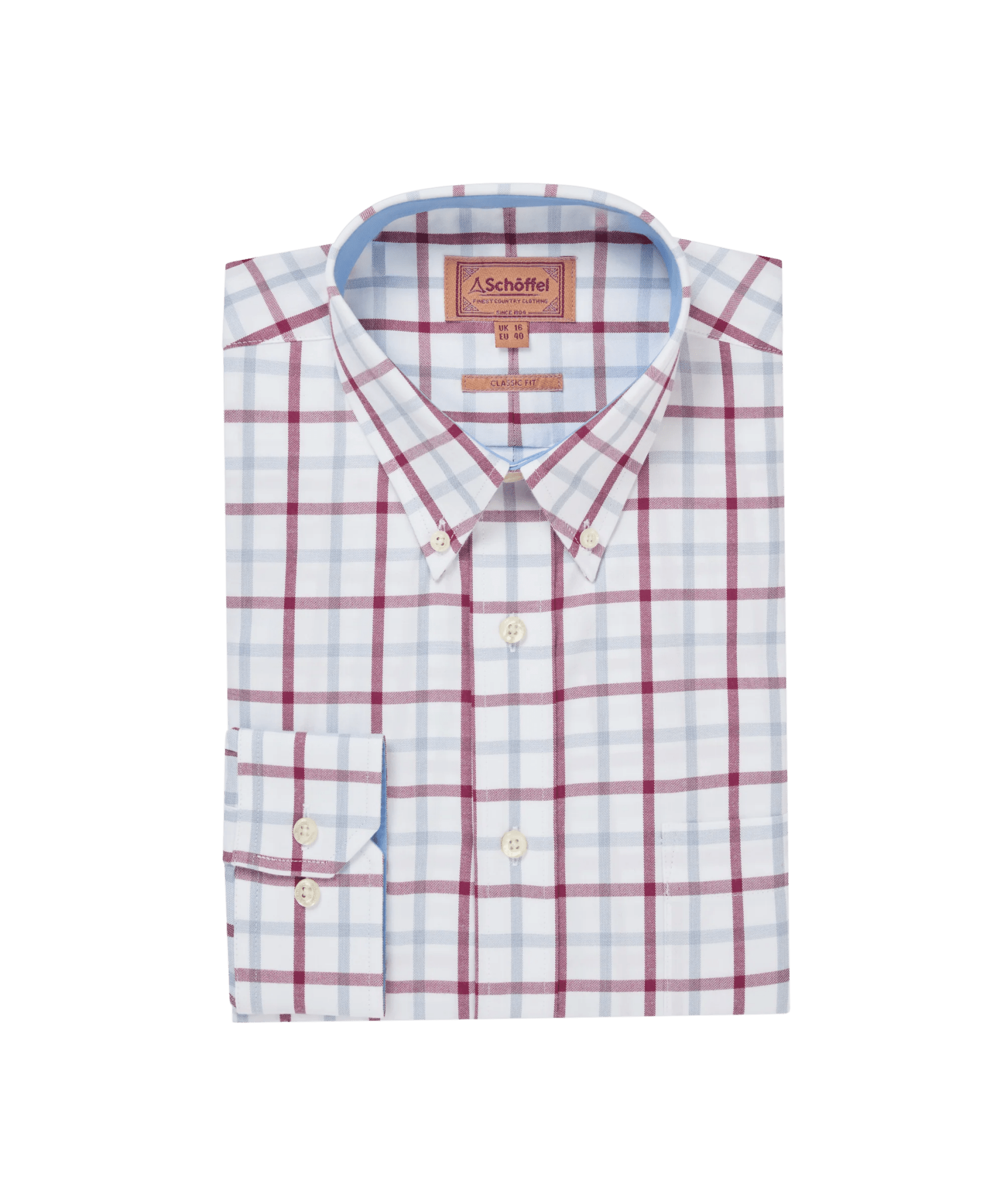 Young Ideas & Henmores -Brancaster Classic Shirt -8764 Mountain Blue Check -15.5