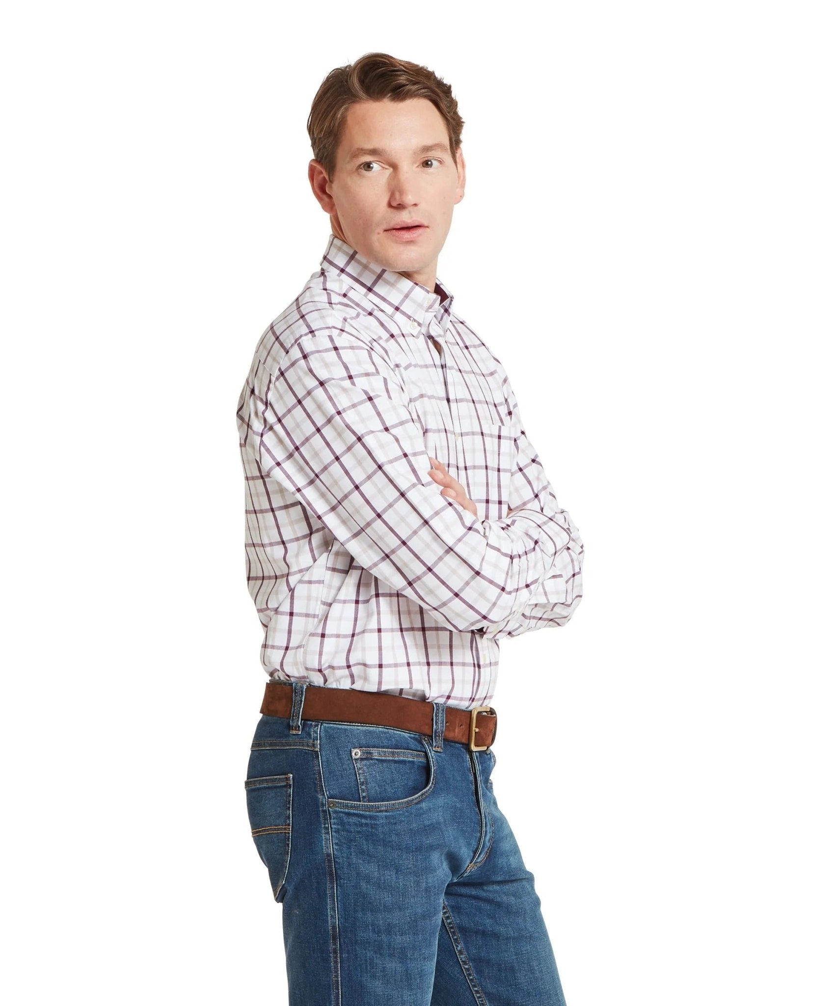 Young Ideas & Henmores -Brancaster Classic Shirt -2655 Beetroot Check -15