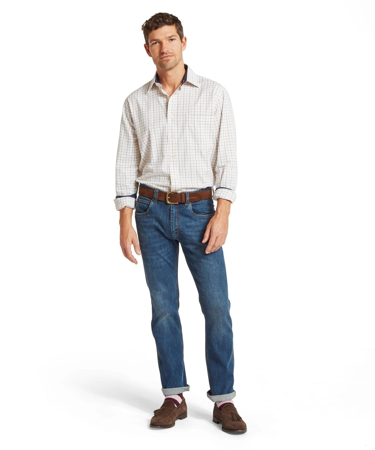 Young Ideas & Henmores -Burnham Tattersall Classic Shirt -8907 Blueberry Tattersall -15