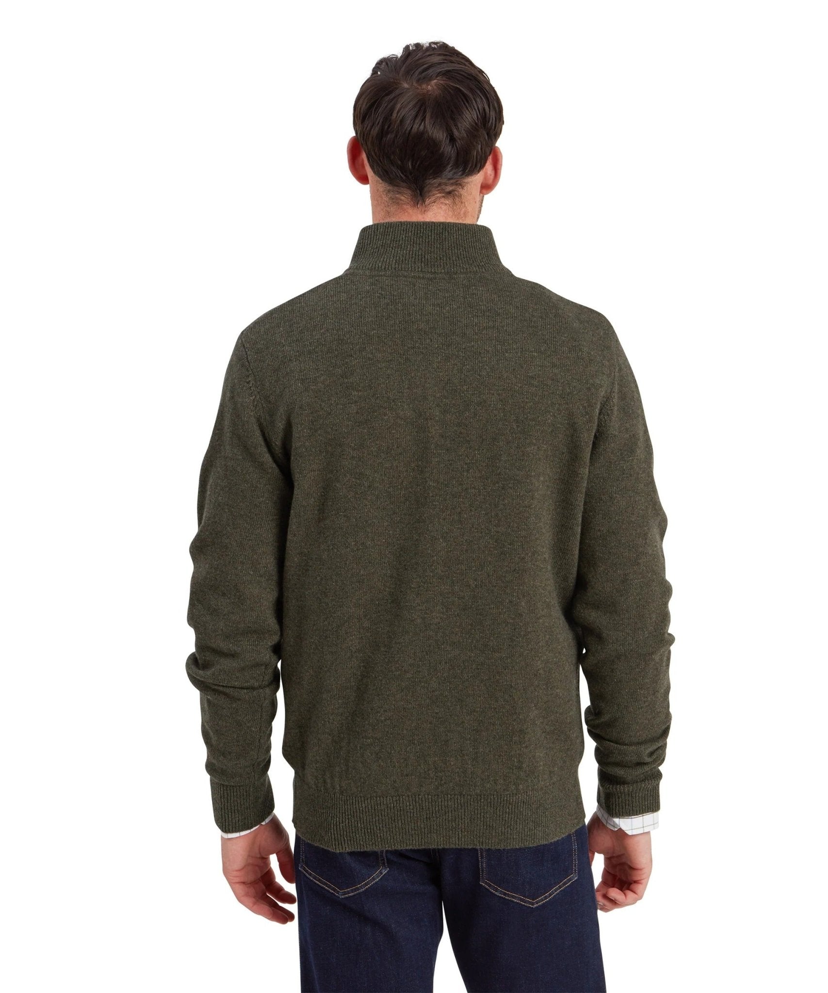 Young Ideas & Henmores -Calton Cotton Cashmere 1/4 Zip Jumper -6790 Loden Green -M