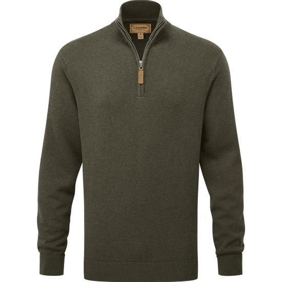 Young Ideas & Henmores -Calton Cotton Cashmere 1/4 Zip Jumper -6790 Loden Green -M