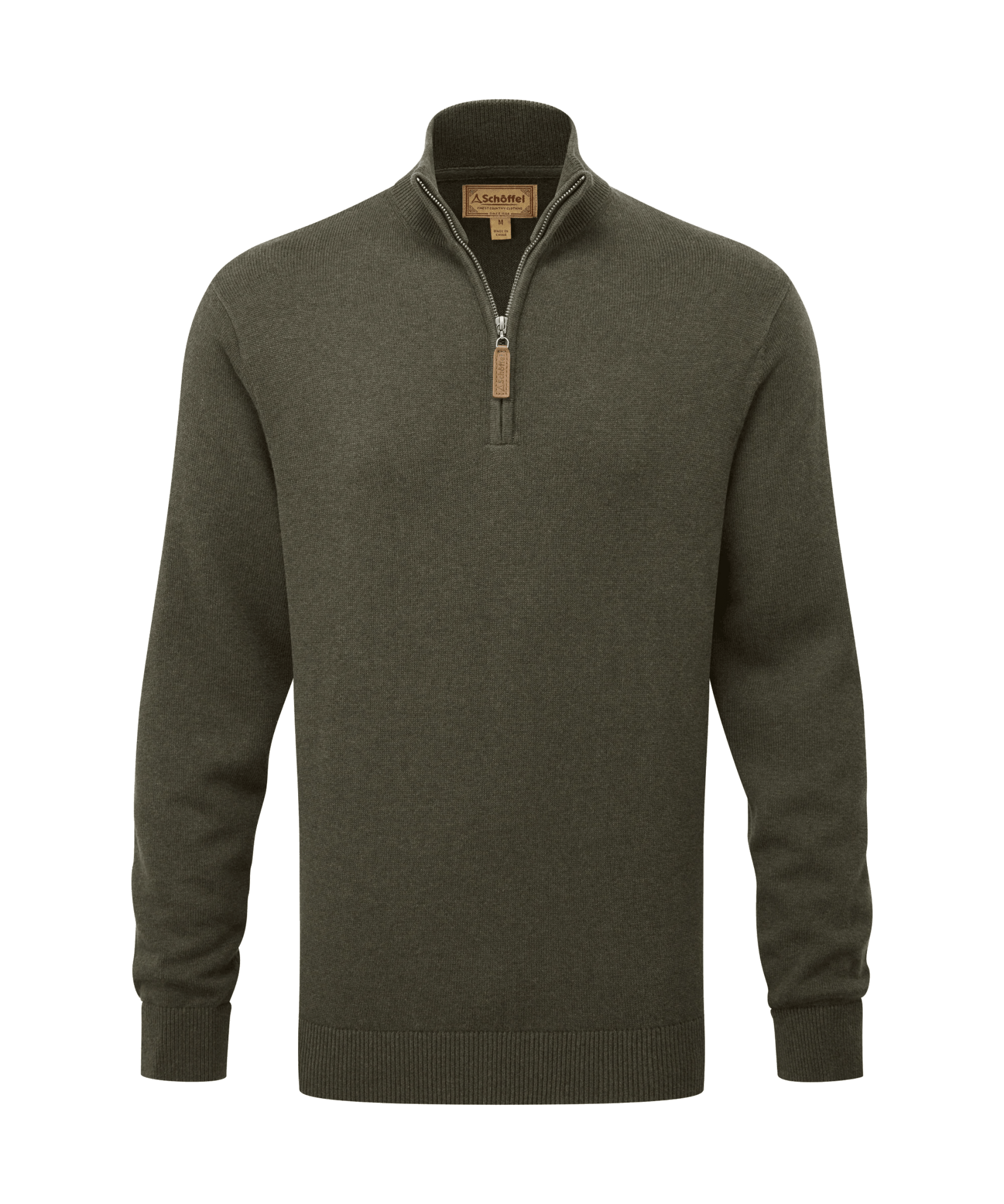 Young Ideas & Henmores -Calton Cotton Cashmere 1/4 Zip Jumper -6790 Loden Green -M