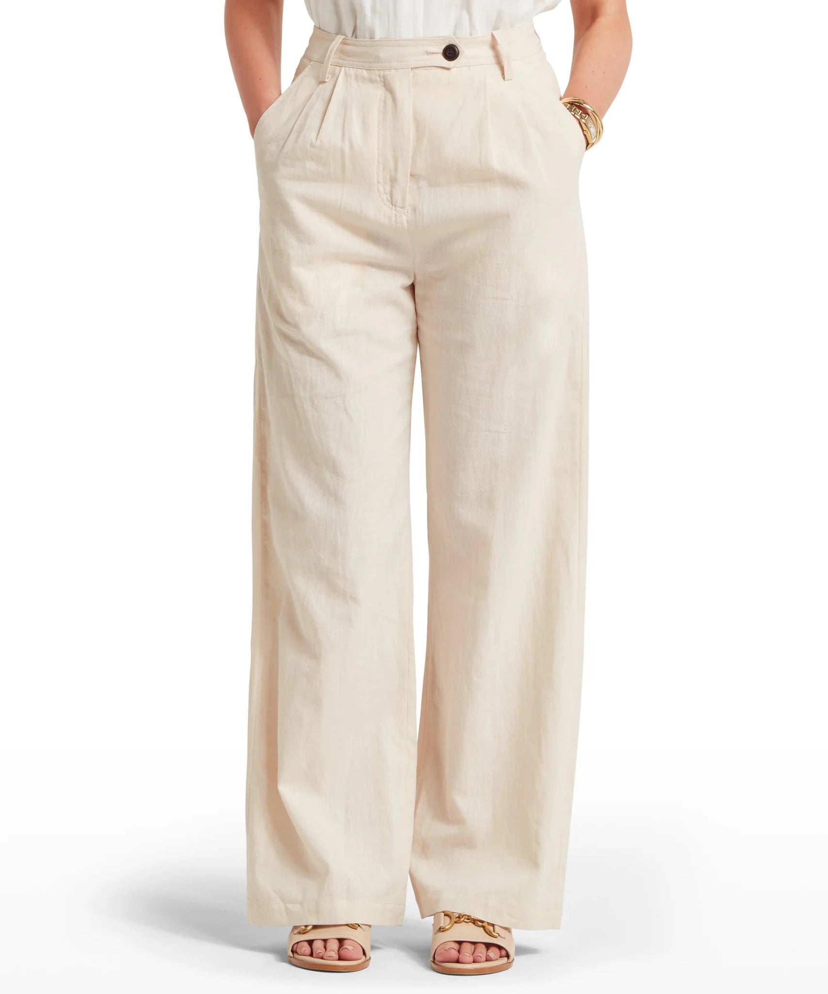 Young Ideas & Henmores - Dahlia Linen Trousers - 4010 Oat - 8