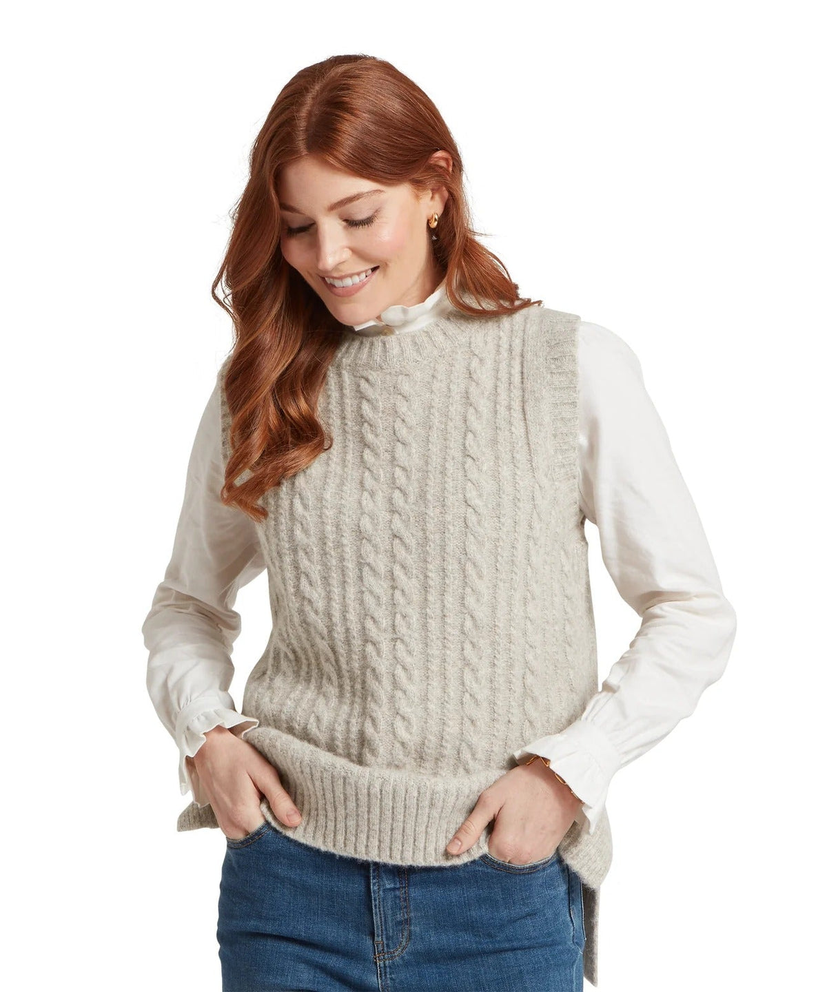 Young Ideas & Henmores -Evie Sleeveless Jumper -1613 Cobblestone -10