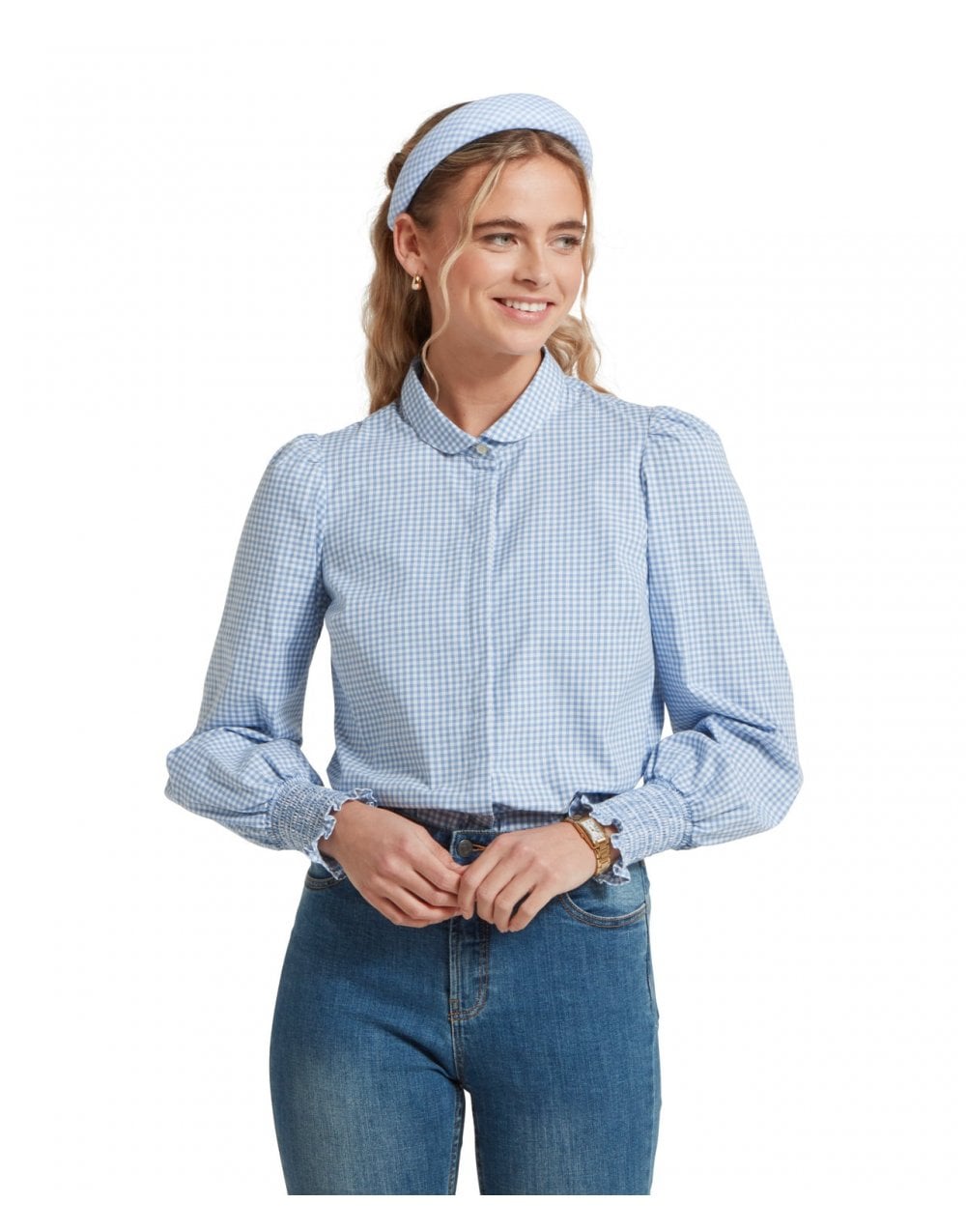 Young Ideas/Henmores - Flora Gingham Shirt - 8254 Denim blue - 8
