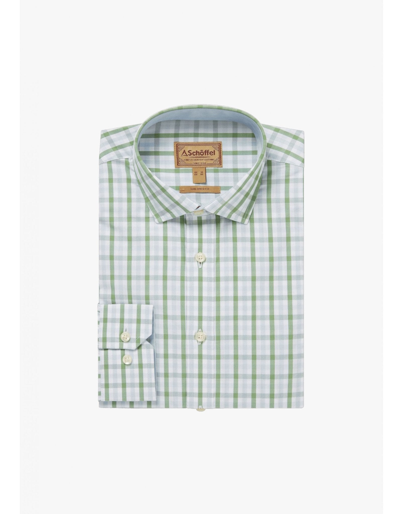 Young Ideas/Henmores - Hebden Tailored Shirt - 6358 Green/blue - 15.5