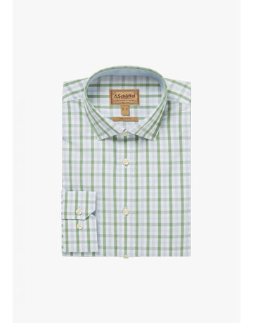 Young Ideas/Henmores - Hebden Tailored Shirt - 6358 Green/blue - 15.5