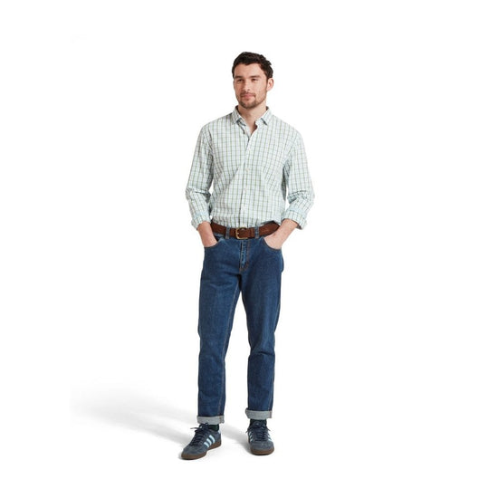 Young Ideas/Henmores - Hebden Tailored Shirt - 6358 Green/blue - 15.5