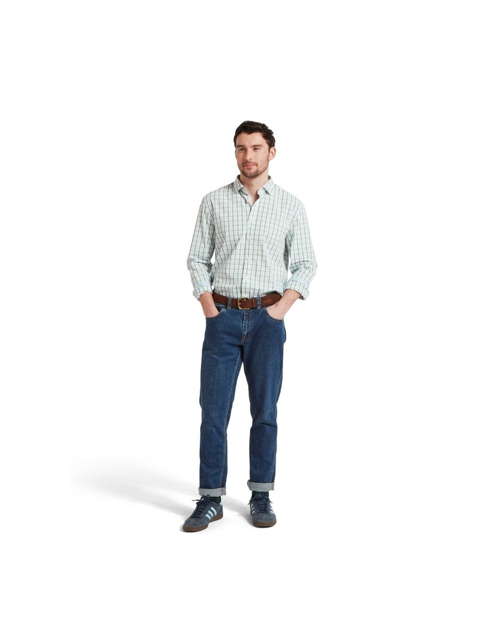 Young Ideas/Henmores - Hebden Tailored Shirt - 6358 Green/blue - 15.5