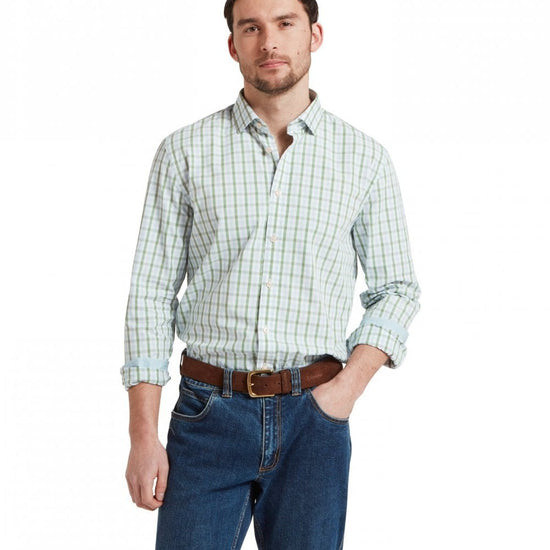 Young Ideas/Henmores - Hebden Tailored Shirt - 6358 Green/blue - 15.5