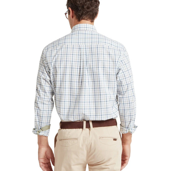 Young Ideas & Henmores -Holkham Classic Shirt -8635 Deep Ocean Blue/Agave Green -15.5