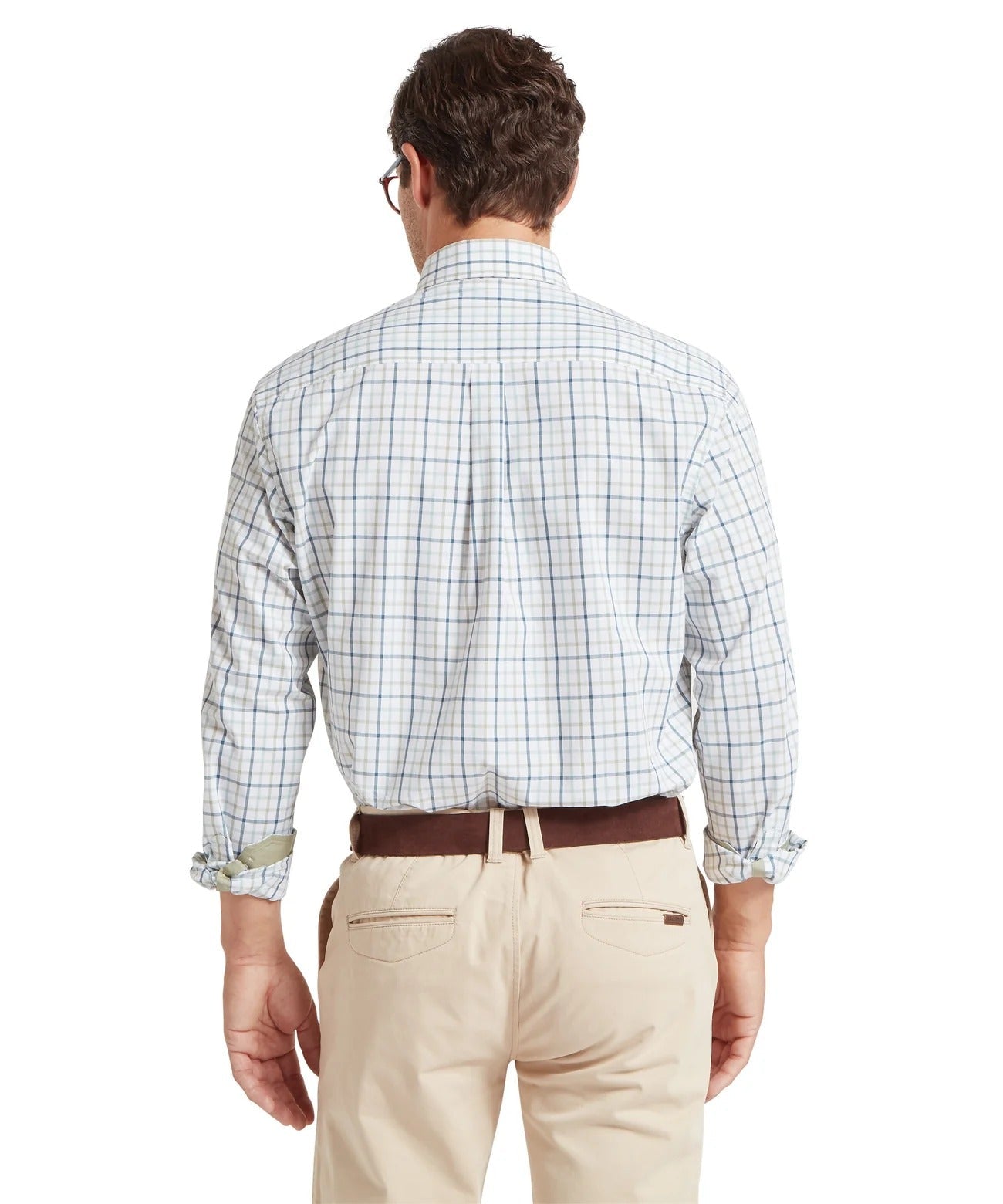 Young Ideas & Henmores -Holkham Classic Shirt -8635 Deep Ocean Blue/Agave Green -15.5