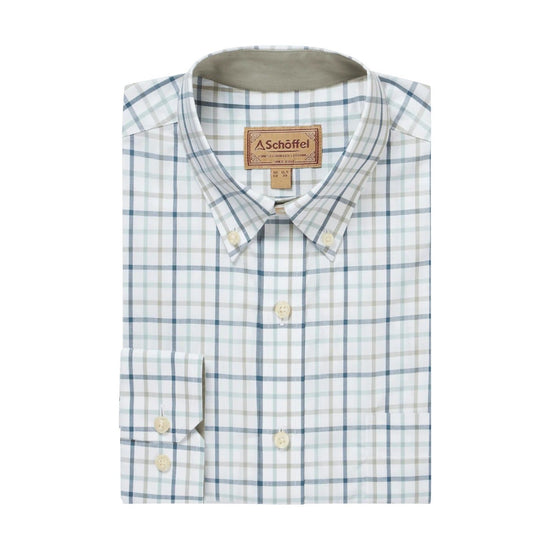 Young Ideas & Henmores -Holkham Classic Shirt -8635 Deep Ocean Blue/Agave Green -15.5