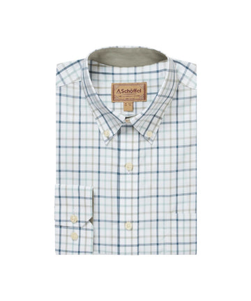 Young Ideas & Henmores -Holkham Classic Shirt -8635 Deep Ocean Blue/Agave Green -15.5