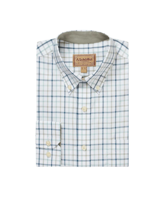 Young Ideas & Henmores -Holkham Classic Shirt -8635 Deep Ocean Blue/Agave Green -15.5