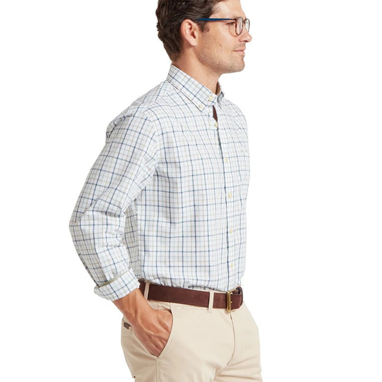 Young Ideas & Henmores -Holkham Classic Shirt -8635 Deep Ocean Blue/Agave Green -15.5