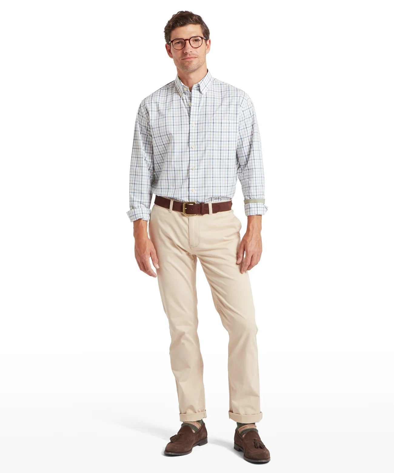 Young Ideas & Henmores -Holkham Classic Shirt -8635 Deep Ocean Blue/Agave Green -15.5
