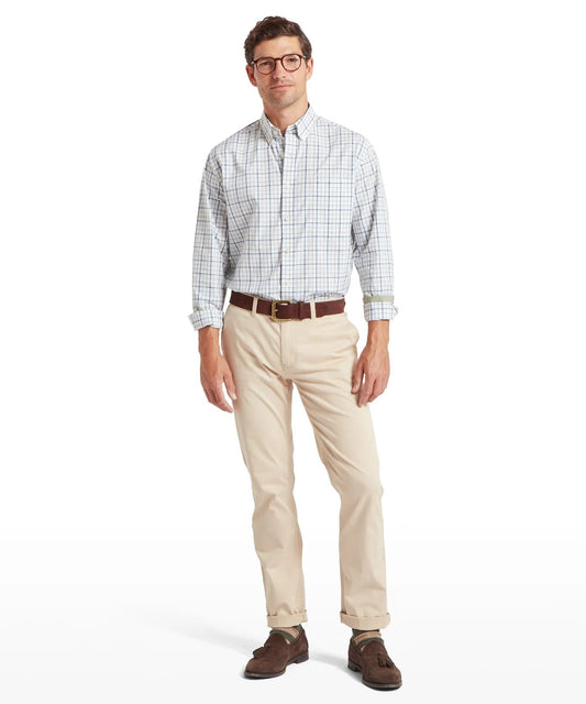 Young Ideas & Henmores -Holkham Classic Shirt -8635 Deep Ocean Blue/Agave Green -15.5