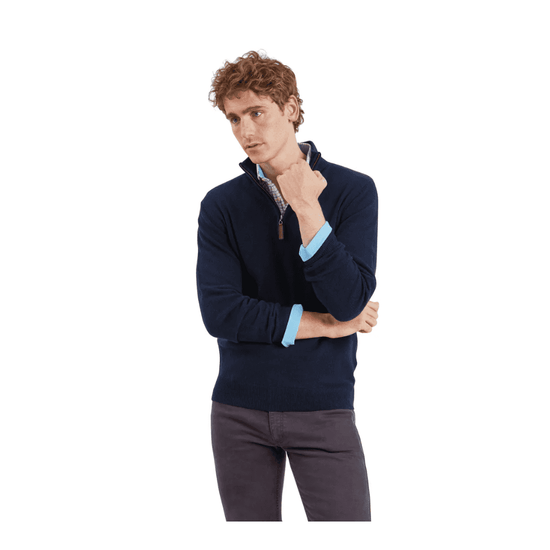 Young Ideas/Henmores - Lewis Lambswool V Neck Jumper - Navy - M