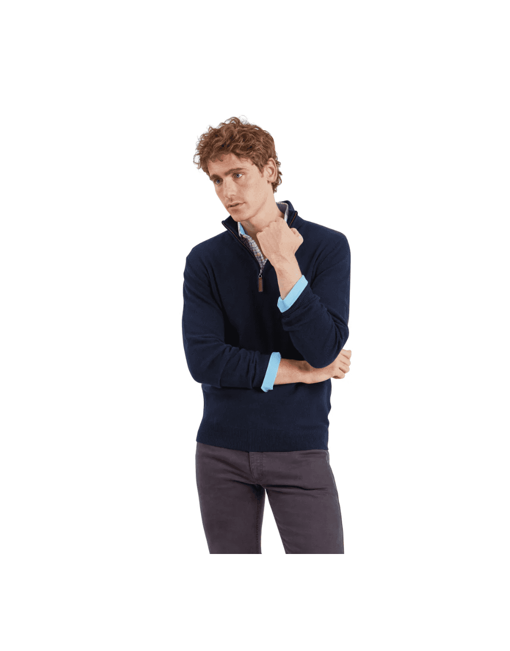Young Ideas/Henmores - Lewis Lambswool V Neck Jumper - Navy - M
