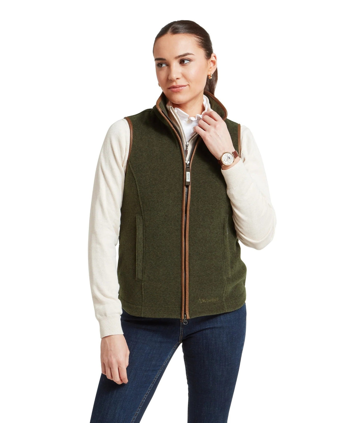 Young Ideas & Henmores -Lyndon II Fleece Gilet -6990 Dark Olive -8