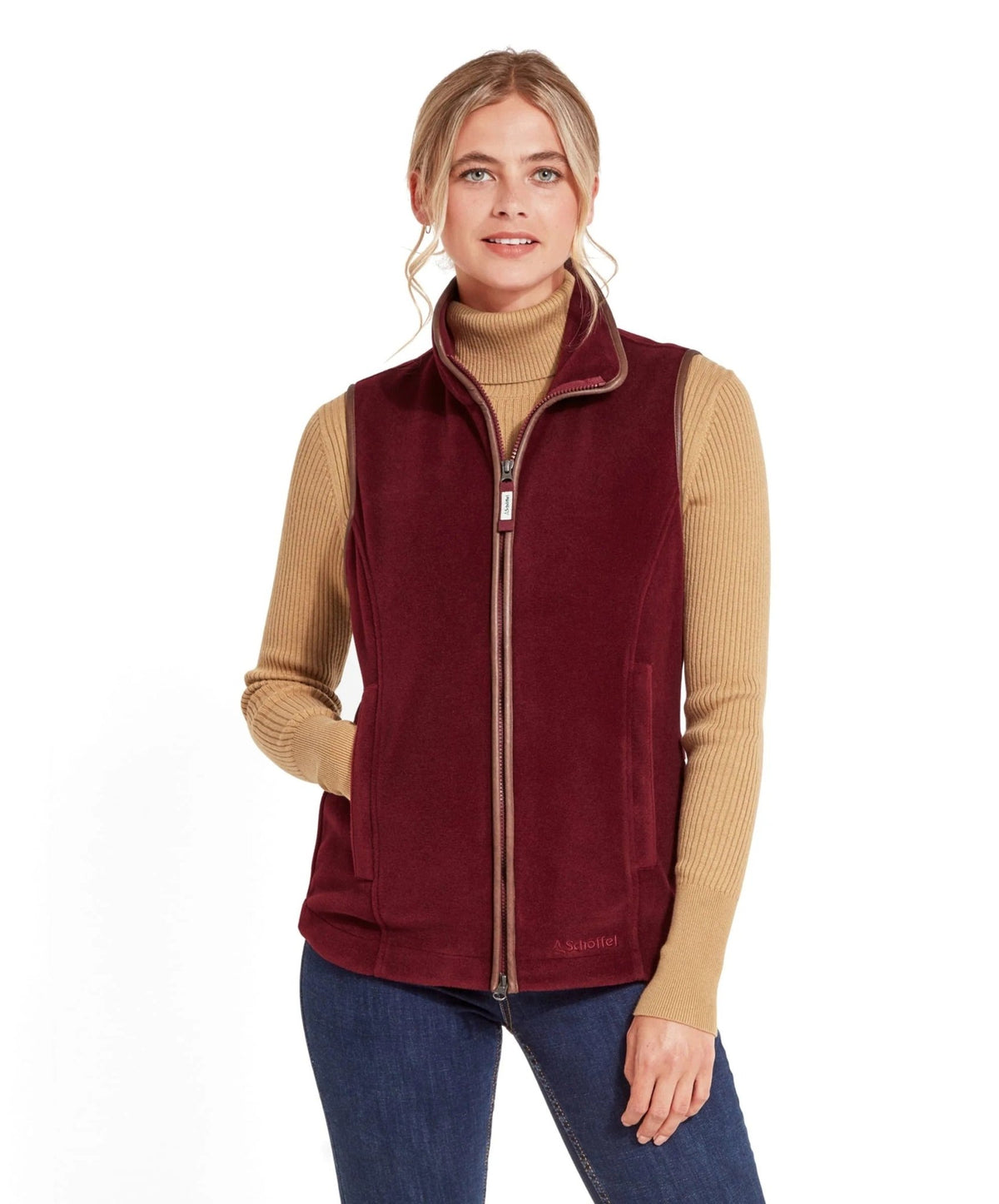 Young Ideas & Henmores -Lyndon II Fleece Gilet -2844 Claret -8