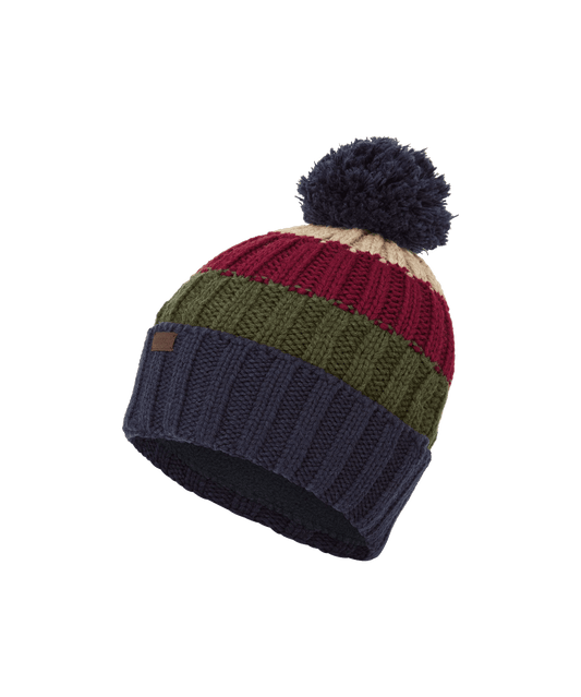 Young Ideas & Henmores -Millford Bobble Hat -8940 Navy/Dark Khaki Green -OS