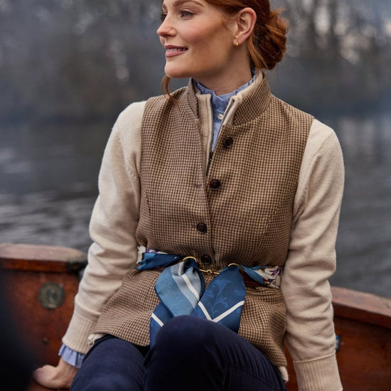 Young Ideas/Henmores - Millport Tweed Nehru Waistcoat - 6845 Houndstooth Tweed - 10