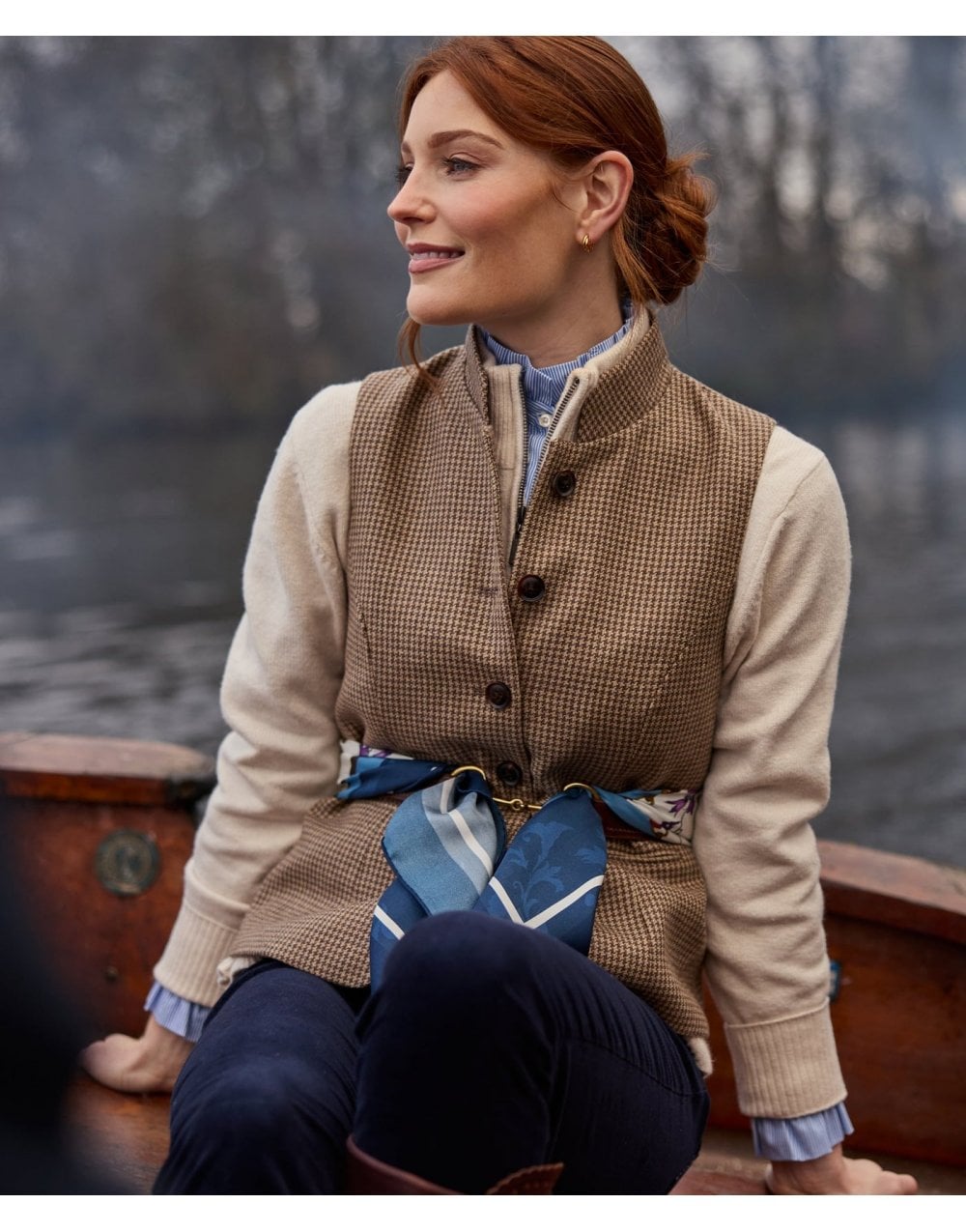 Young Ideas/Henmores - Millport Tweed Nehru Waistcoat - 6845 Houndstooth Tweed - 10