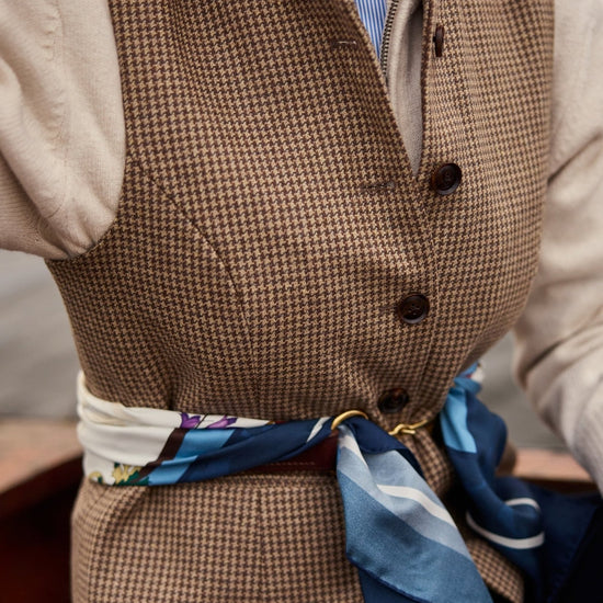 Young Ideas/Henmores - Millport Tweed Nehru Waistcoat - 6845 Houndstooth Tweed - 10