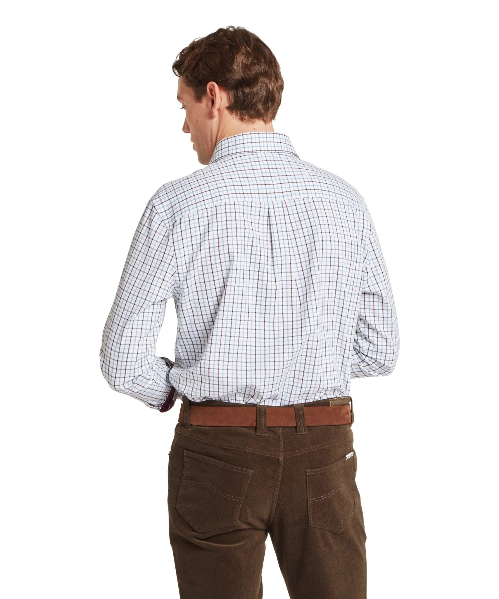 Young Ideas & Henmores -Milton Tailored Shirt -2987 Port/Lake Blue Check -15