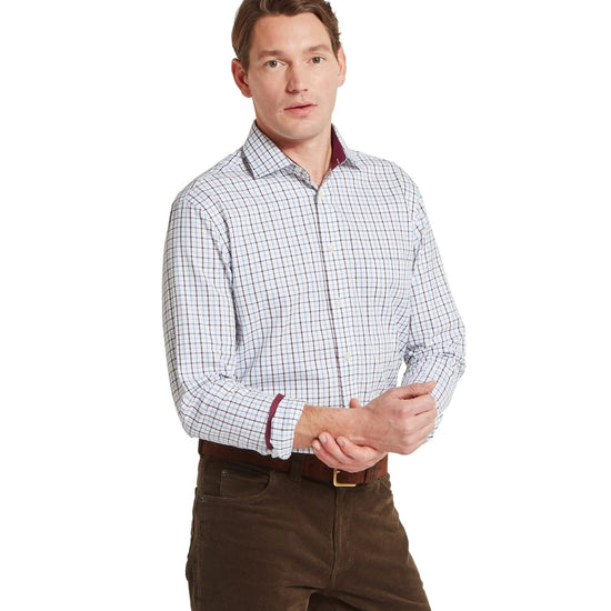 Young Ideas & Henmores -Milton Tailored Shirt -2987 Port/Lake Blue Check -15
