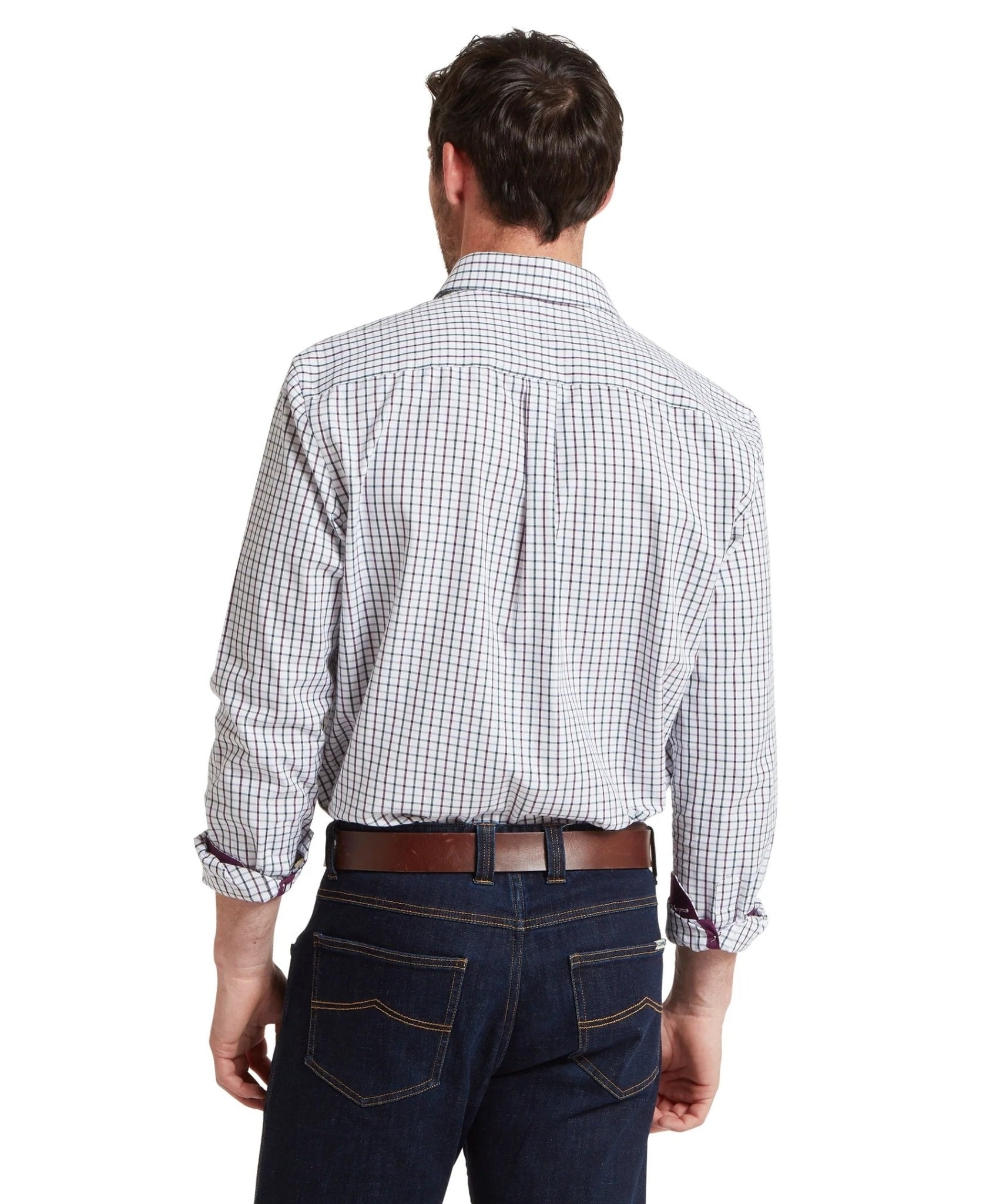 Young Ideas & Henmores -Milton Tailored Shirt -2877 Plum/Botanical Green -15.5