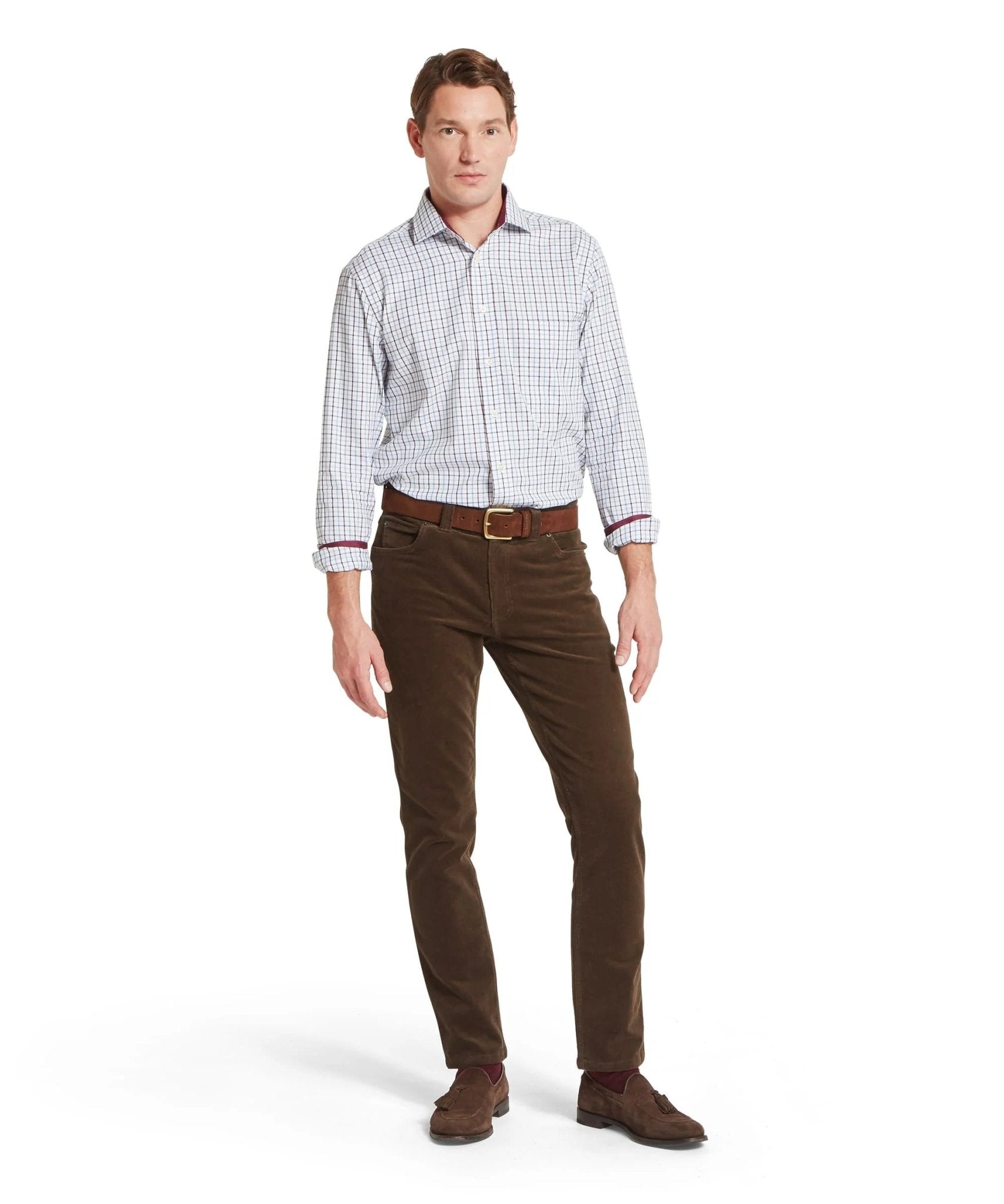 Young Ideas & Henmores -Milton Tailored Shirt -2987 Port/Lake Blue Check -15