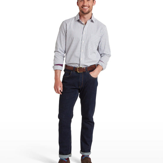 Young Ideas & Henmores -Milton Tailored Shirt -2877 Plum/Botanical Green -15.5