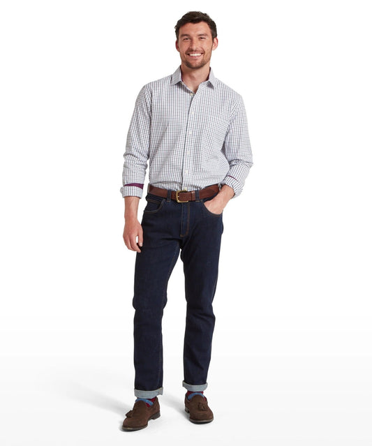 Young Ideas & Henmores -Milton Tailored Shirt -2877 Plum/Botanical Green -15.5